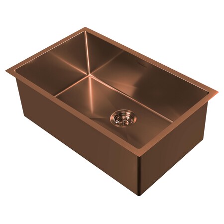 Whitehaus Noah Plus 16 Gauge Sgl Bowl Linen Textured Dual-Mount Sink Set, Copper WHNPL2918-CO